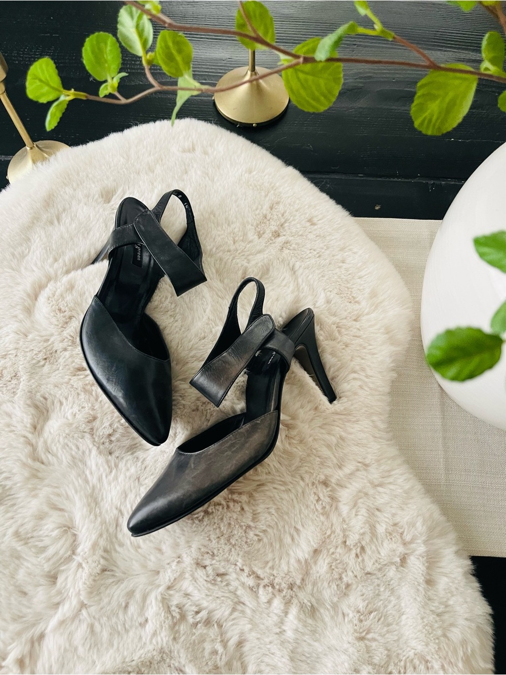 Paul green nicolette leather black heels sz UK 6 US 8.5